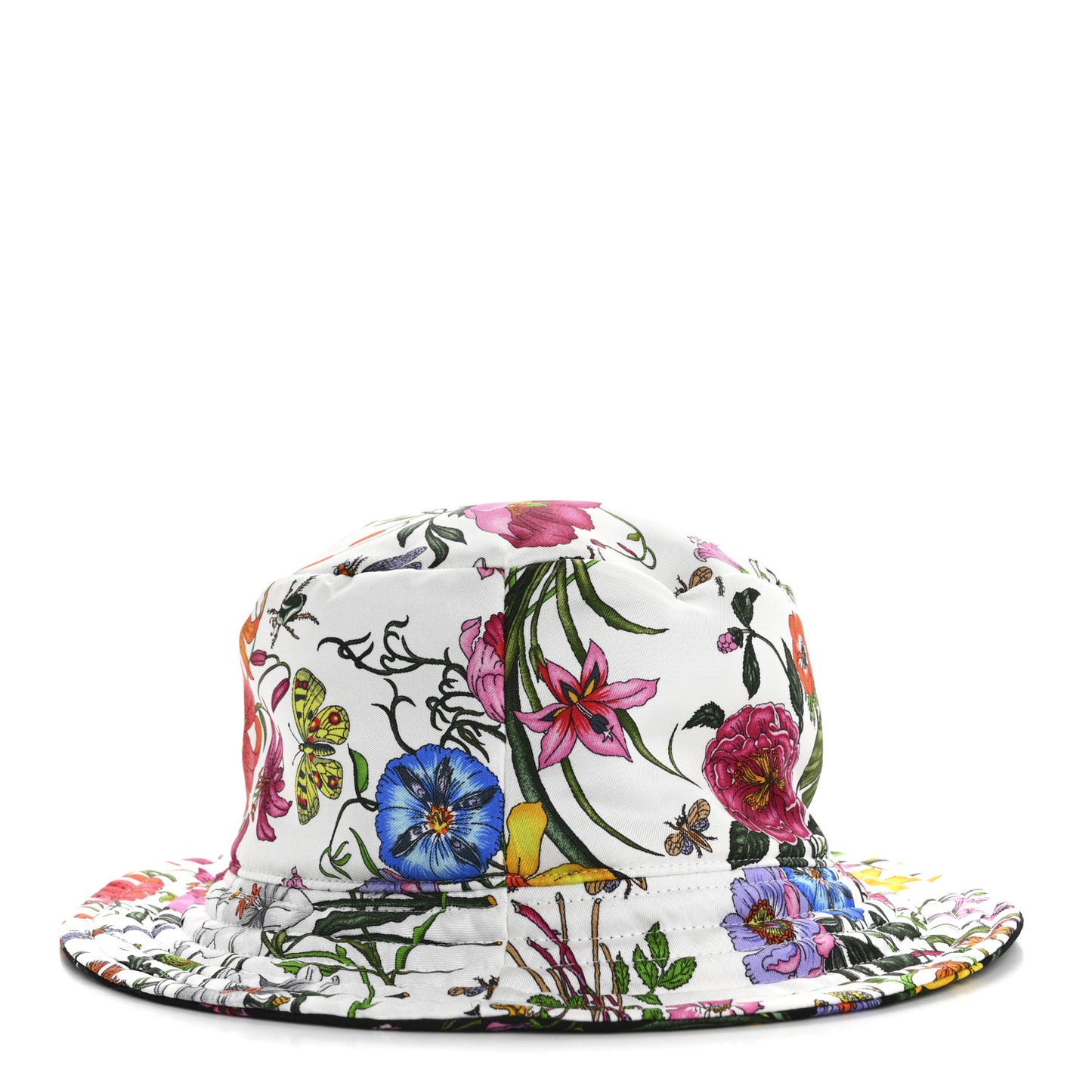 Printed Silk Flora Reversible Bucket Hat 58 Multicolor
