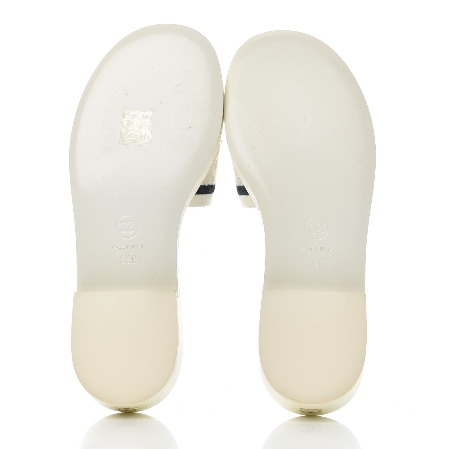 Lambskin Embroidered CC Mule Sandal 38 Ivory Black