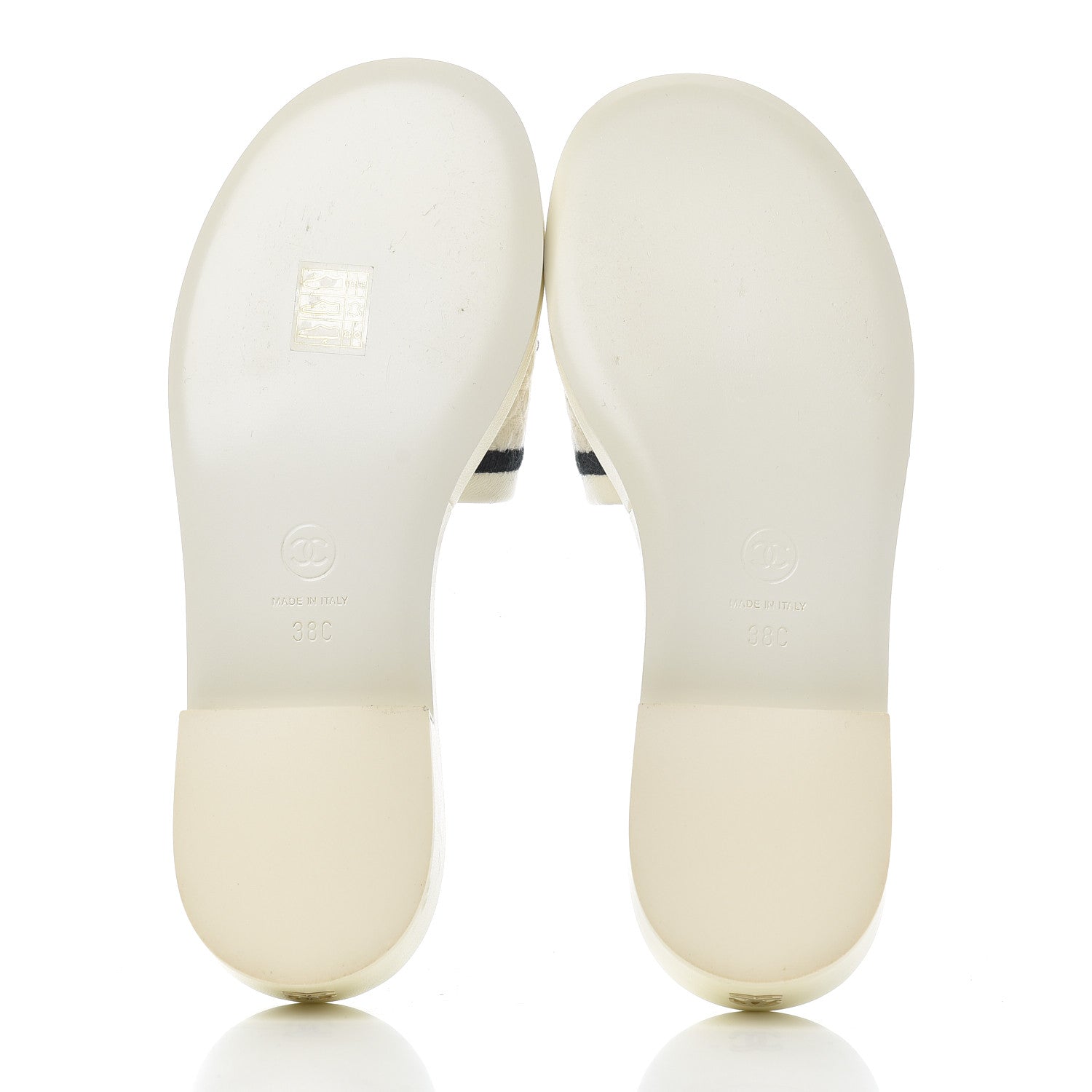 Chanel Lambskin Embroidered CC Mule Sandal 38 Ivory Black 5 of 15