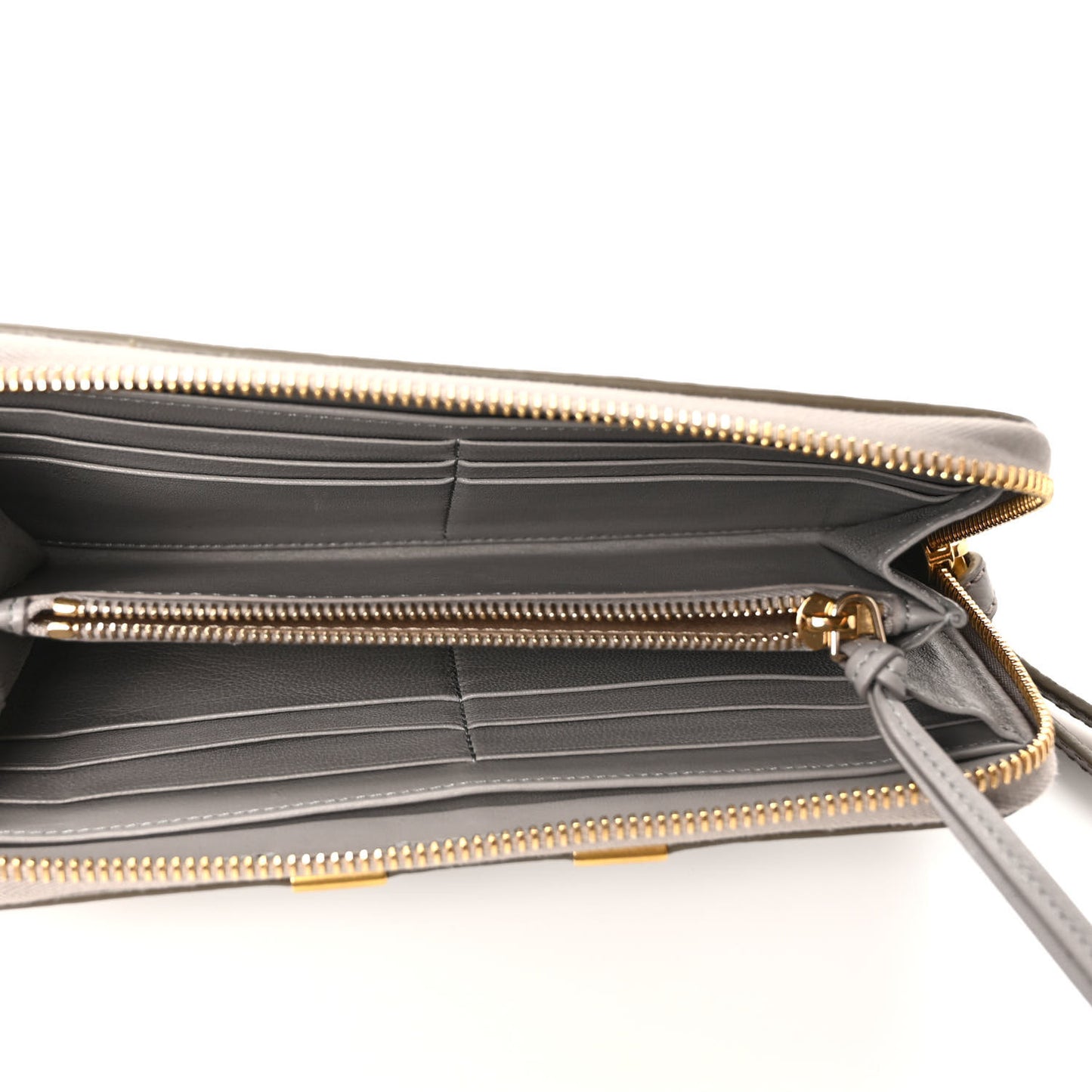 Calfskin Marcie Long Zip Around Wallet Cashmere Grey