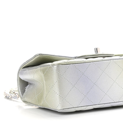 Chanel Metallic Goatskin Quilted Ombre Mini Rectangular Flap Grey Green 8 of 9