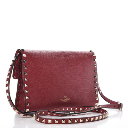 Valentino Garavani Pebbled Calfskin Medium Rockstud Flip Lock Crossbody Bag Red 3 of 7