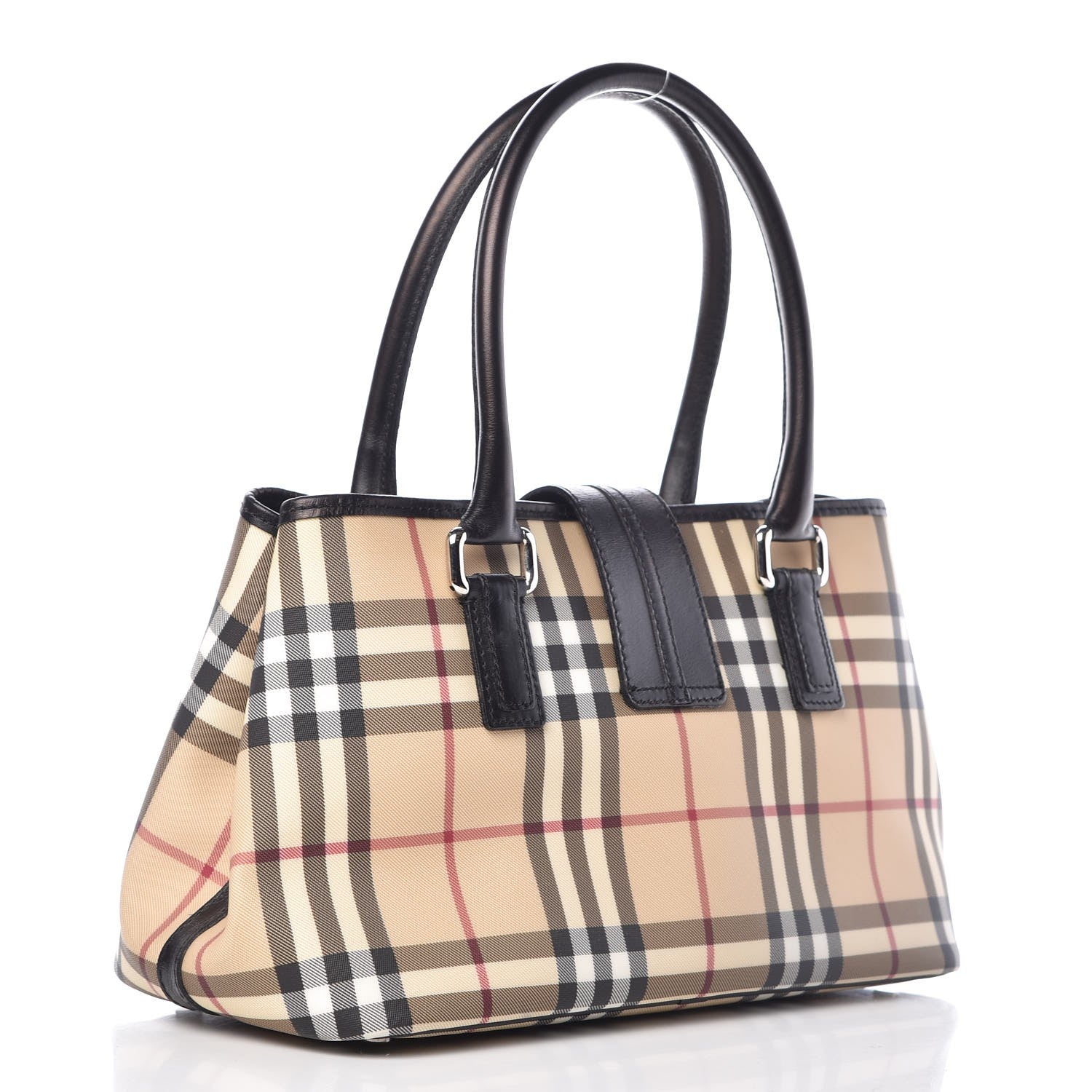 Burberry House Check Small Buckle Tote Black 3 of 12