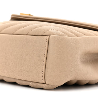 Saint Laurent Sheepskin Matelasse Chevron Monogram Medium College Bag Dark Beige 10 of 11