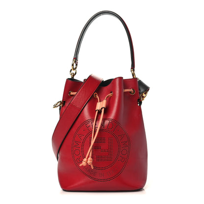 Fendi Vitello Grace F is Fendi Stamp Patch Perforated Small Mon Tresor Bucket Bag Fragola 1 of 9