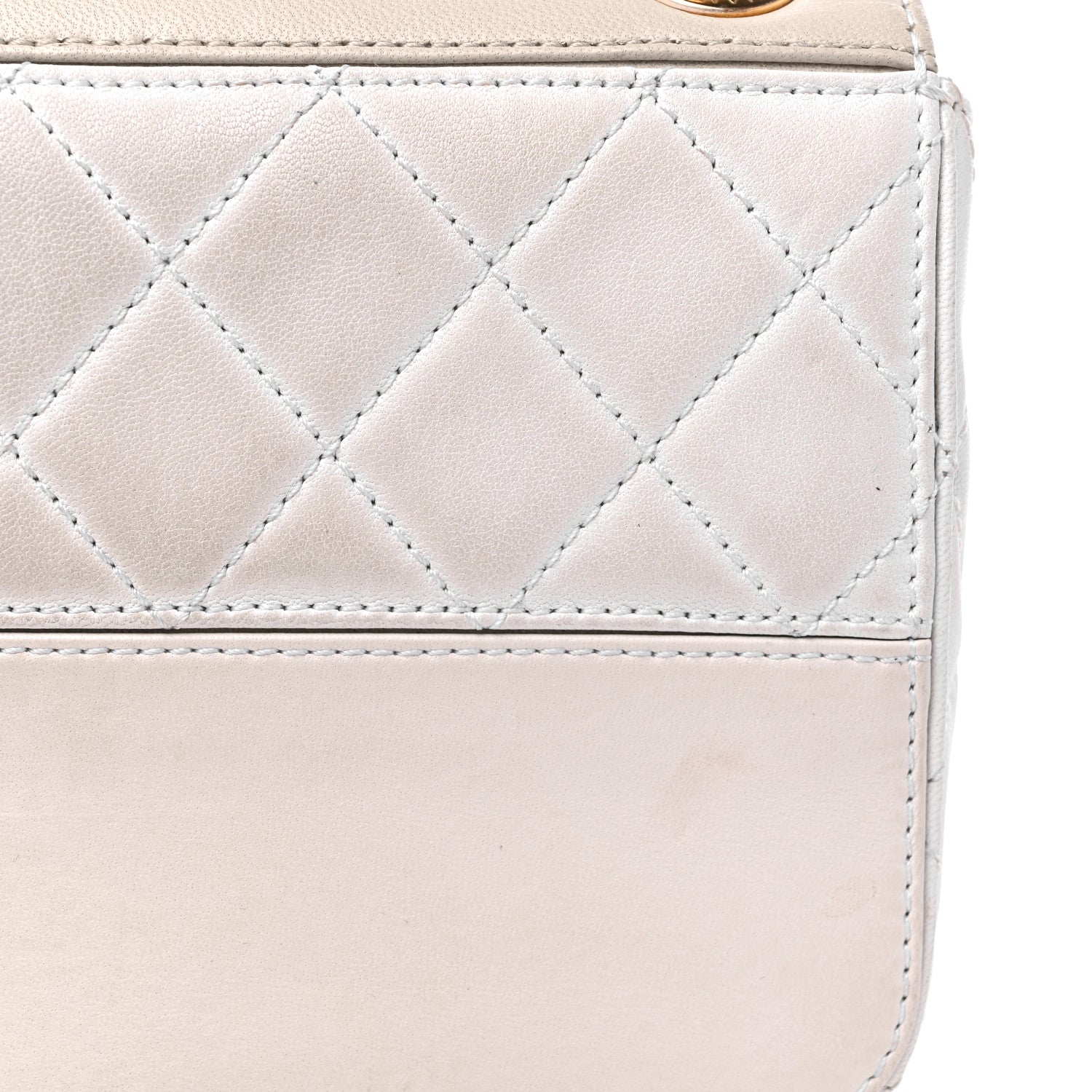 Chanel Lambskin Calfskin Quilted Shoulder Flap Bag Beige White 13 of 15