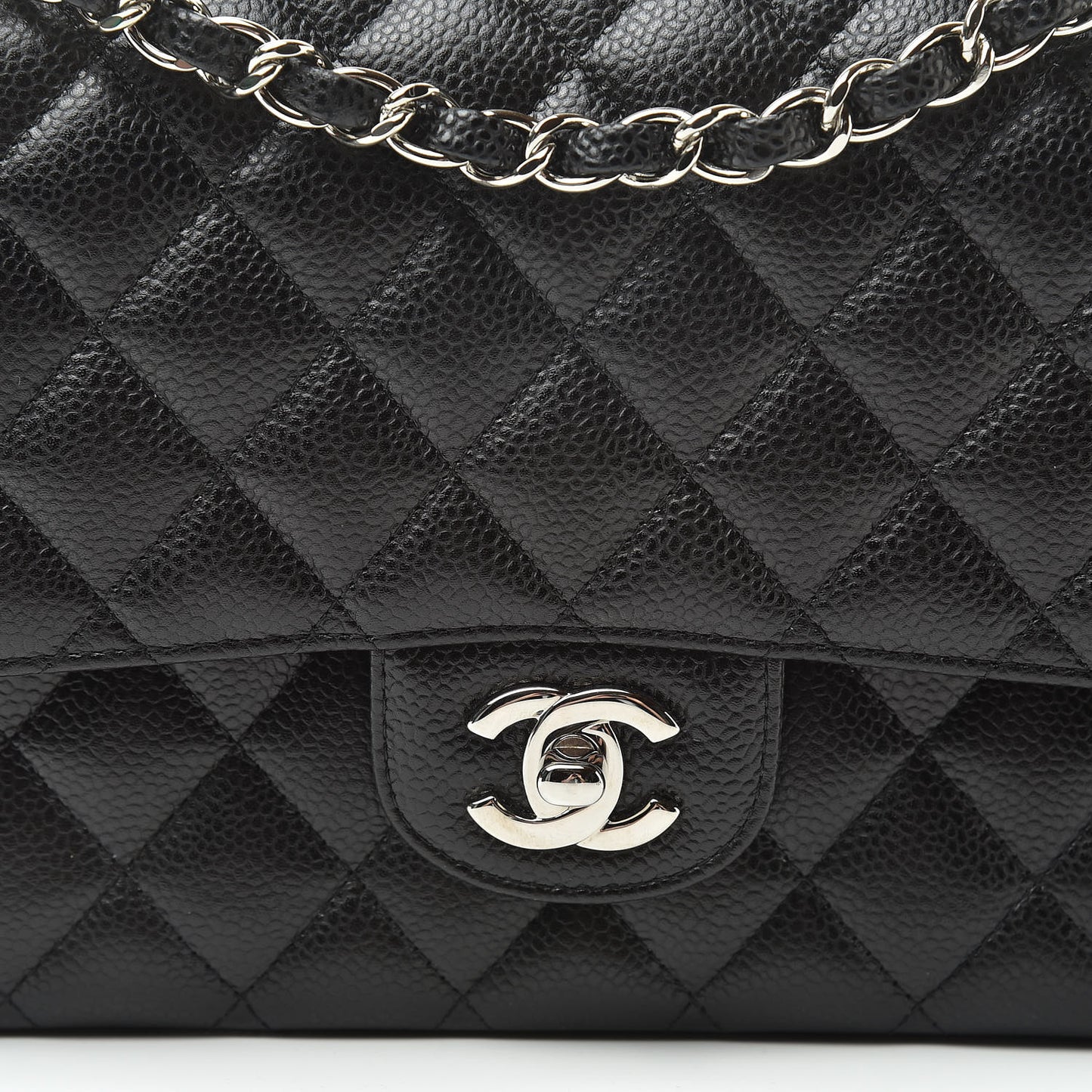 Caviar Quilted Medium Double Flap Black