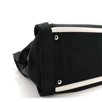 Chanel Canvas Grosgrain Striped CC Shopping Tote Black White 9 of 10