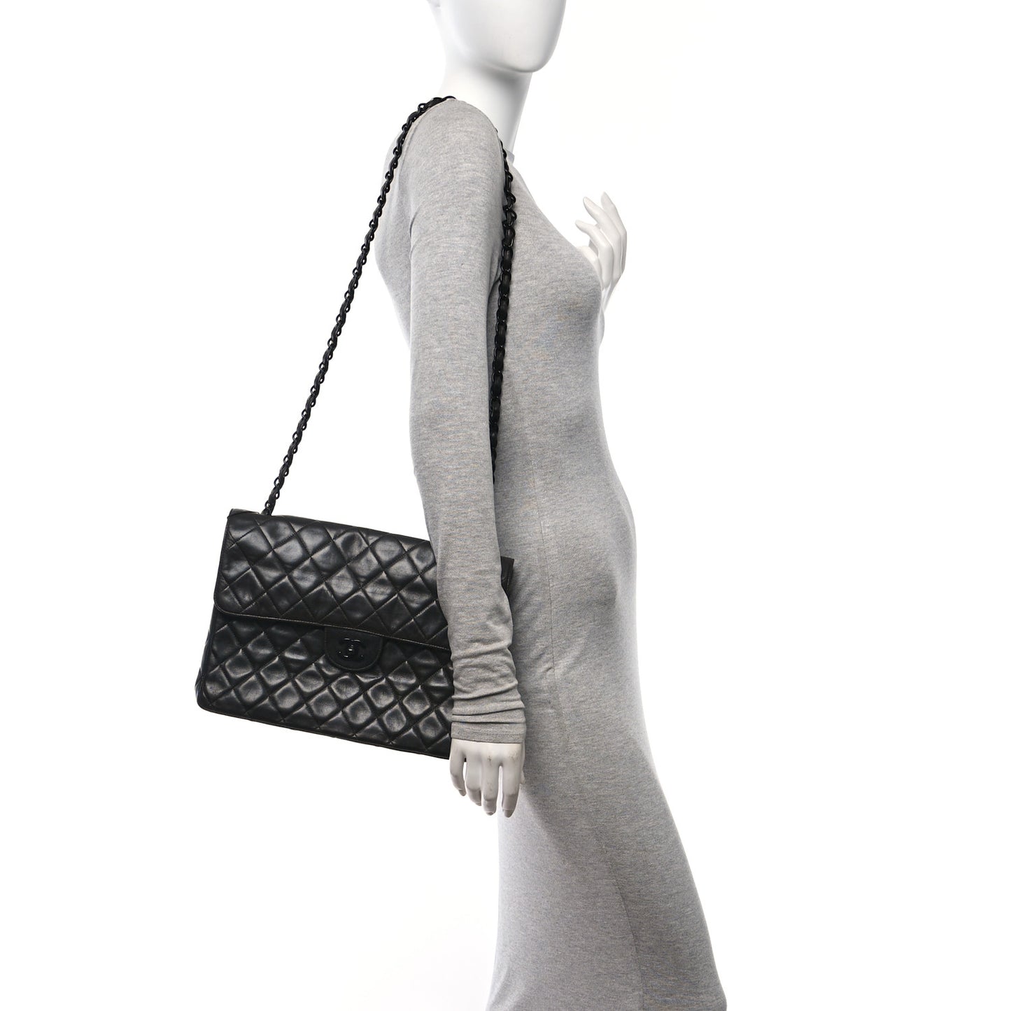 Lambskin Quilted Jumbo Single Flap So Black