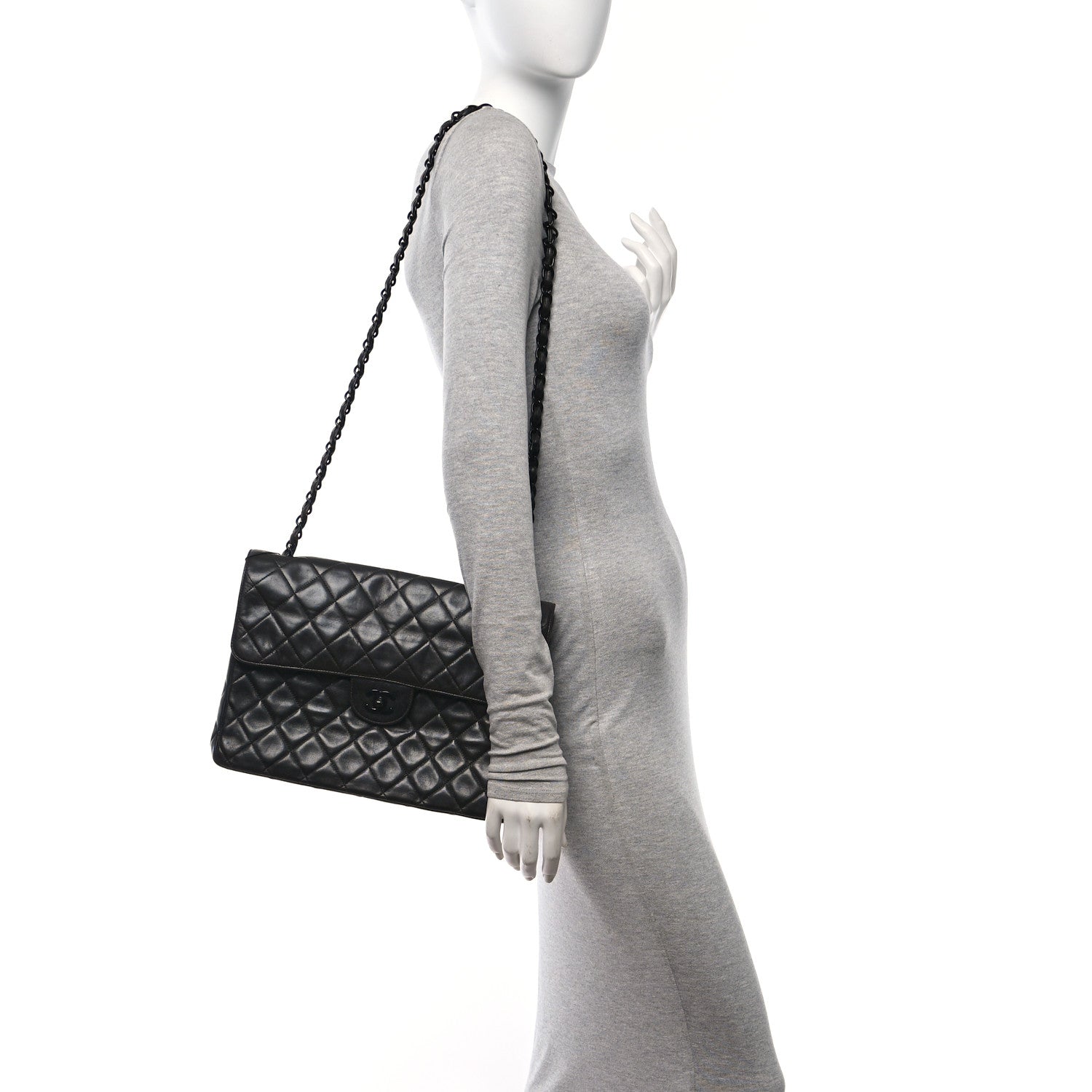 Chanel Lambskin Quilted Jumbo Single Flap So Black 2 of 11