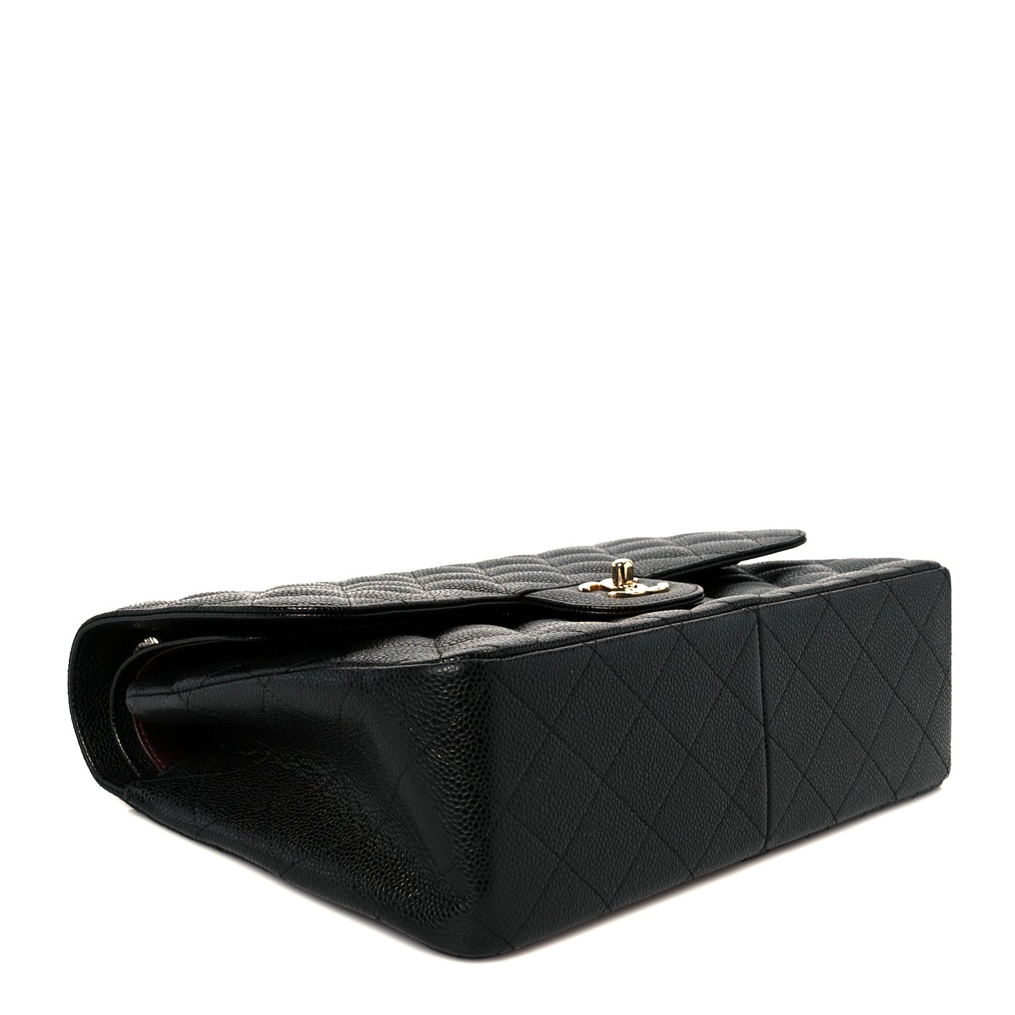 Caviar Quilted Jumbo Double Flap Black