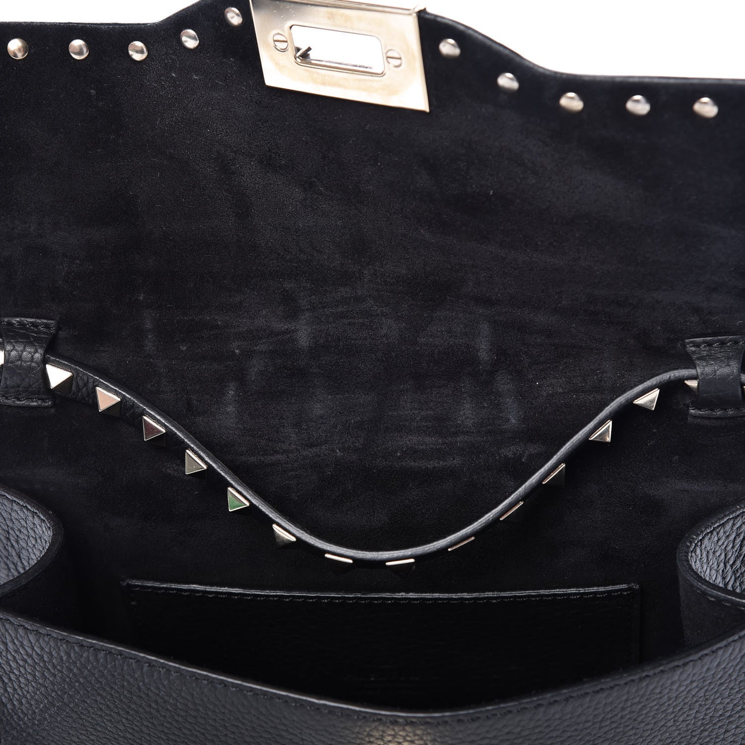 Valentino Garavani Pebbled Calfskin Medium Rockstud Flip Lock Crossbody Bag Black 8 of 11