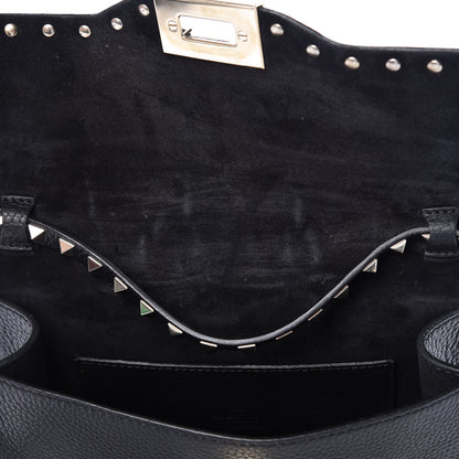 Valentino Garavani Pebbled Calfskin Medium Rockstud Flip Lock Crossbody Bag Black 8 of 11