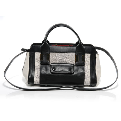 Chloe Lizard Embossed Mini Alice Satchel Black White 1 of 11