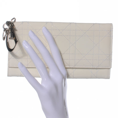Christian Dior Patent Cannage Lady Dior Charm Wallet White 2 of 7