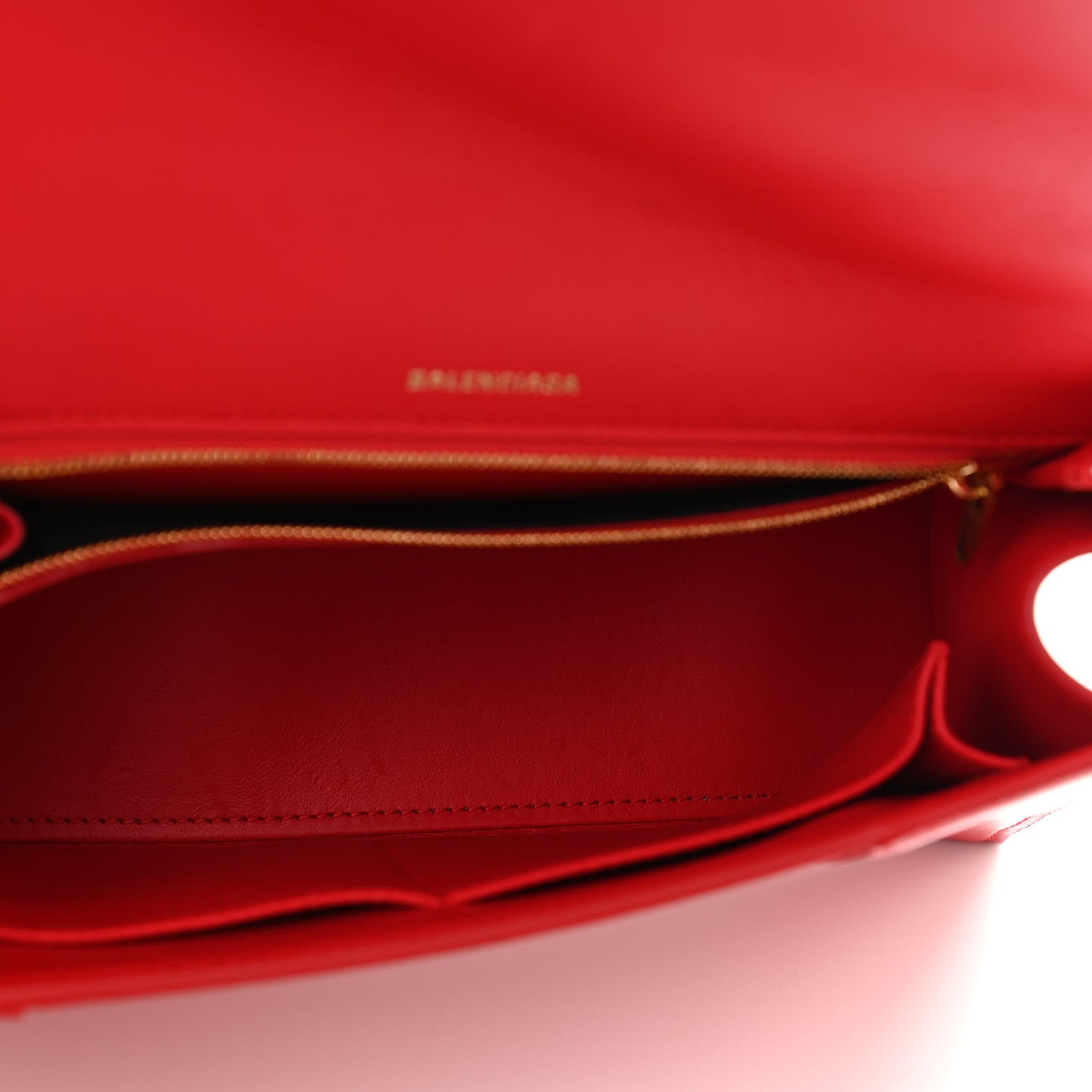 Shiny Box Calfskin Medium Hourglass Top Handle Bag Bright Red