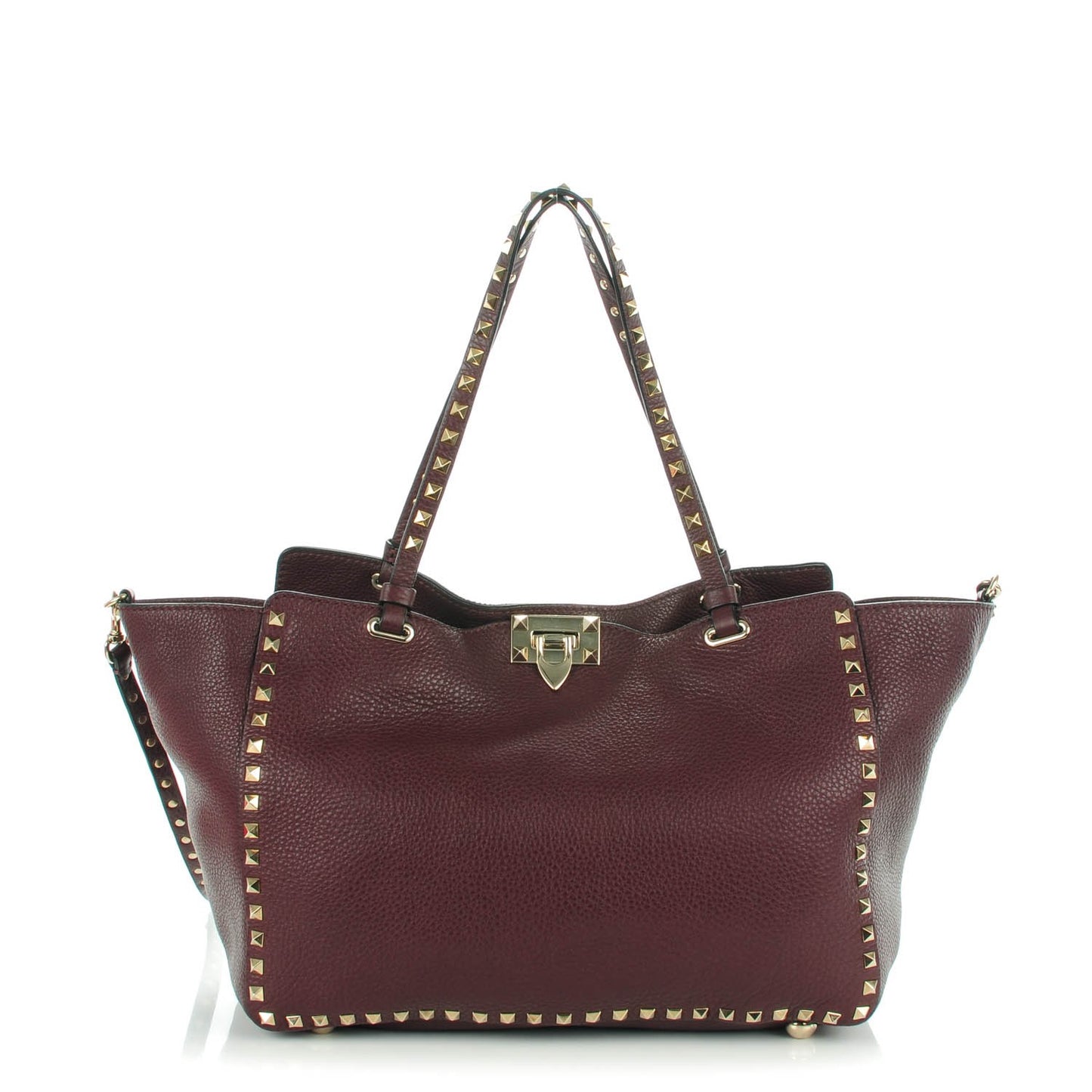 Pebbled Calfskin Medium Rockstud Tote Rubin