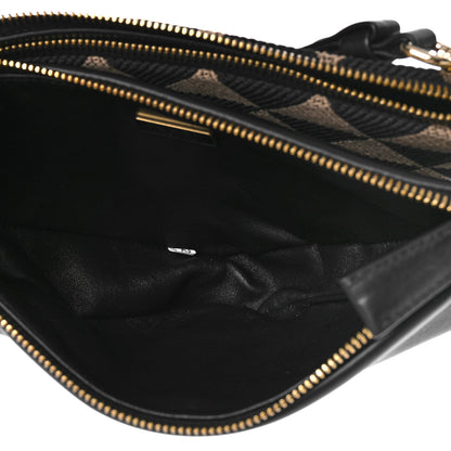 Prada Jacquard Calfskin Triangolo Symbole Embroidered Mini Triangle Double Bag Black Corda 5 of 10