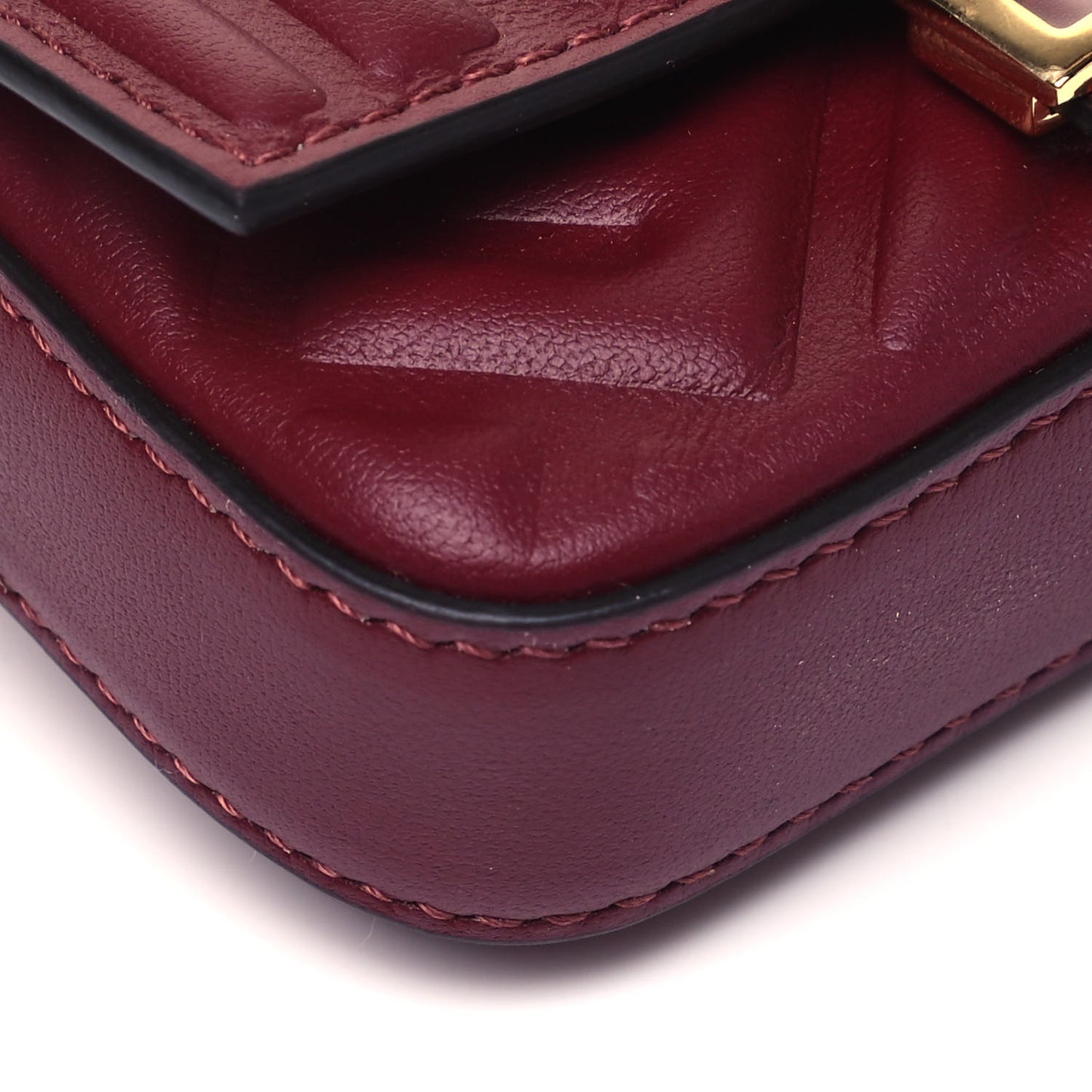 Nappa Matisse FF Embossed Nano Baguette Charm Barolo