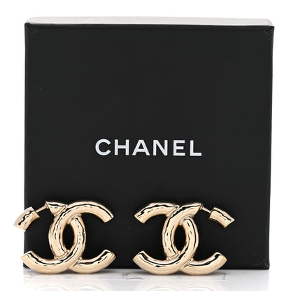 Chanel Metal Large CC Earrings Light Gold 5 of 5