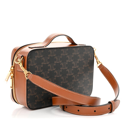 Celine Triomphe Canvas Top Handle Messenger Box Tan 3 of 10
