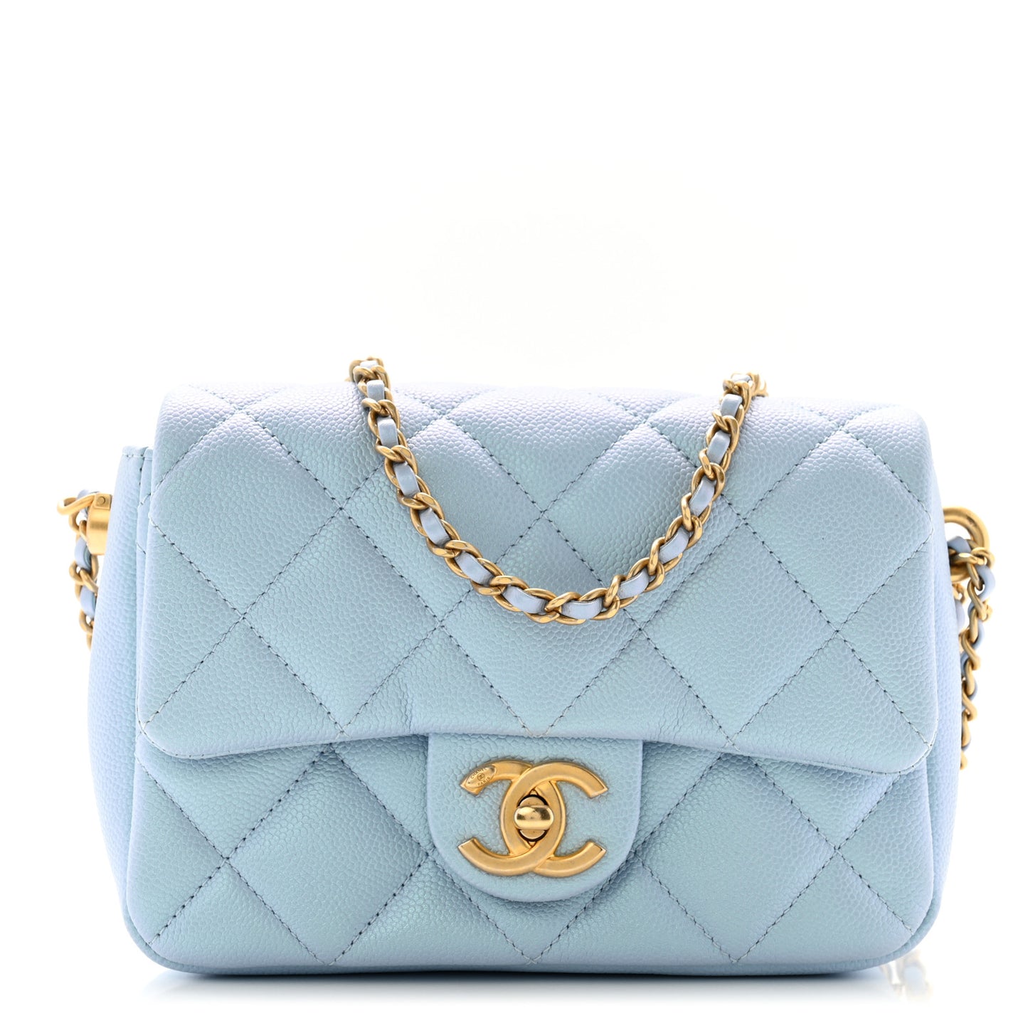 Caviar Quilted Mini My Perfect Flap Light Blue