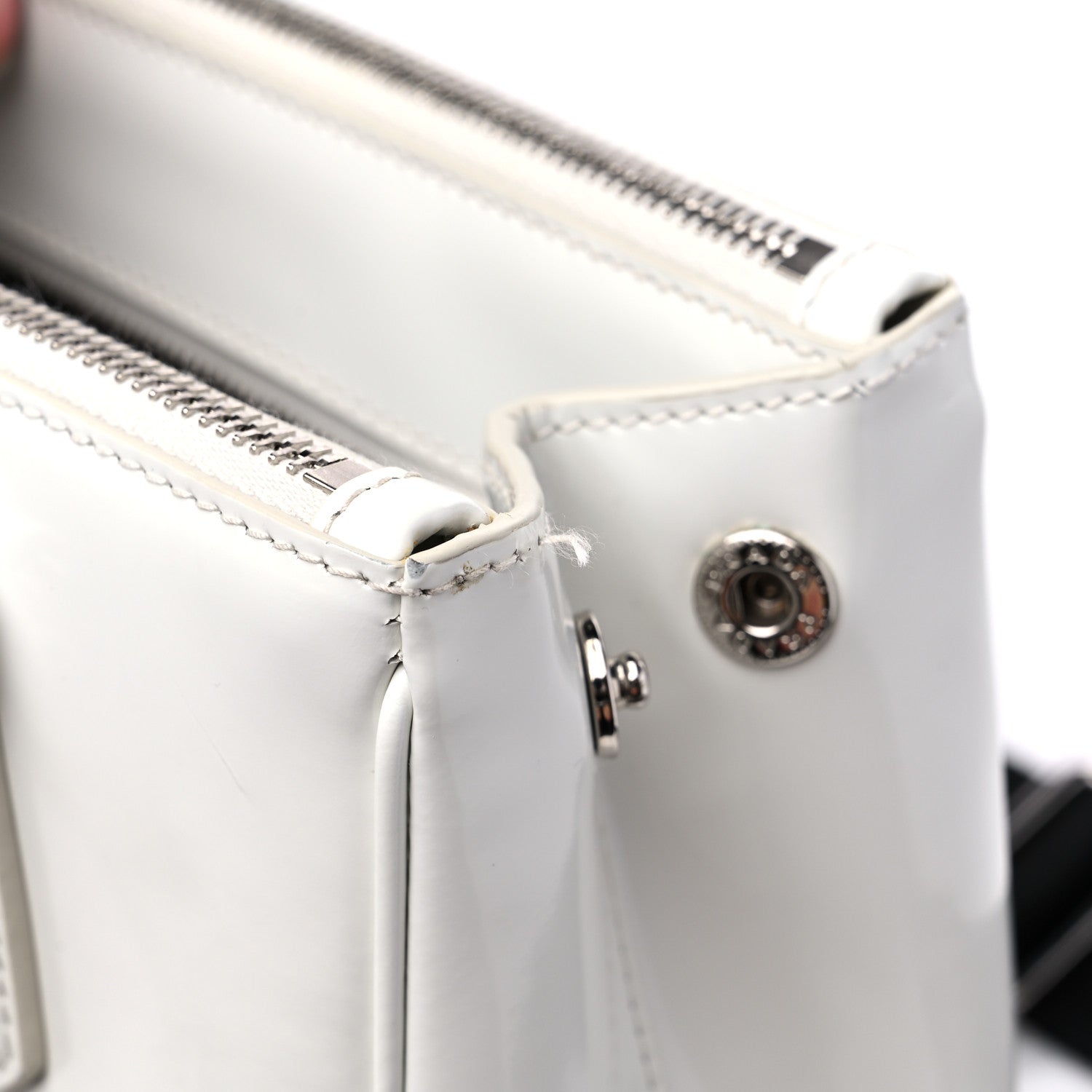Prada Spazzolato Small Galleria Double Zip Tote White Black 9 of 10