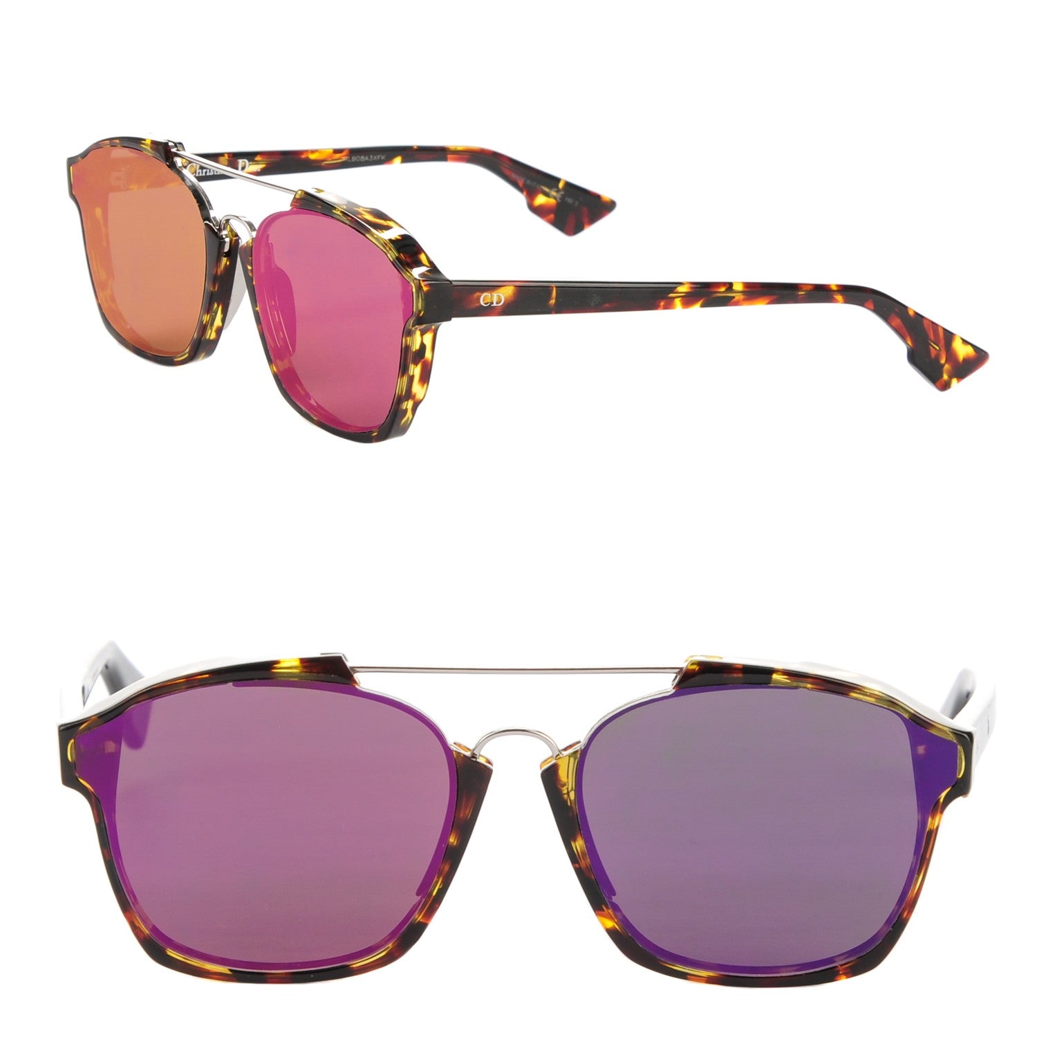 Christian Dior Abstract Mirrored Sunglasses Spotted Havana Pink 1 of 8
