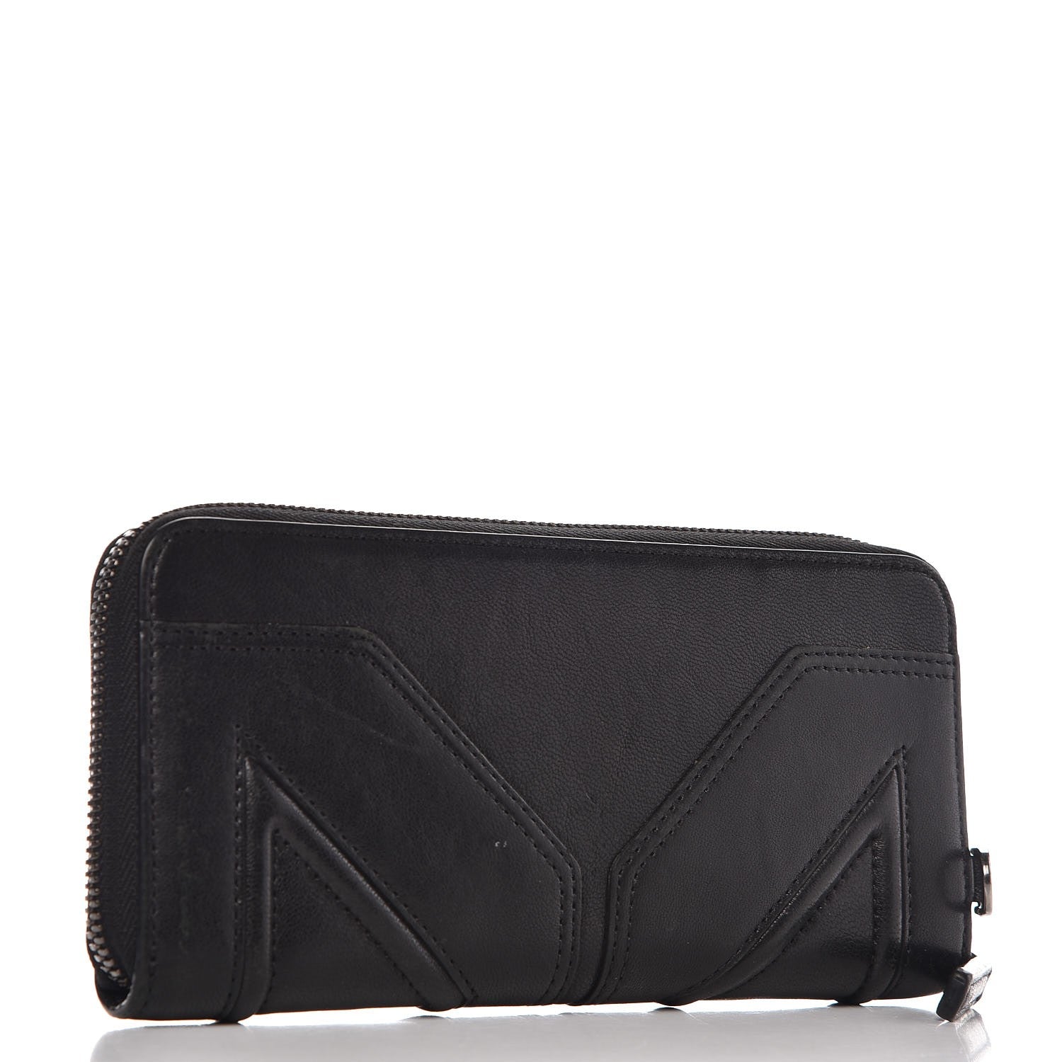 MCM Lambskin Large Zip Around Wallet Black 3 of 15