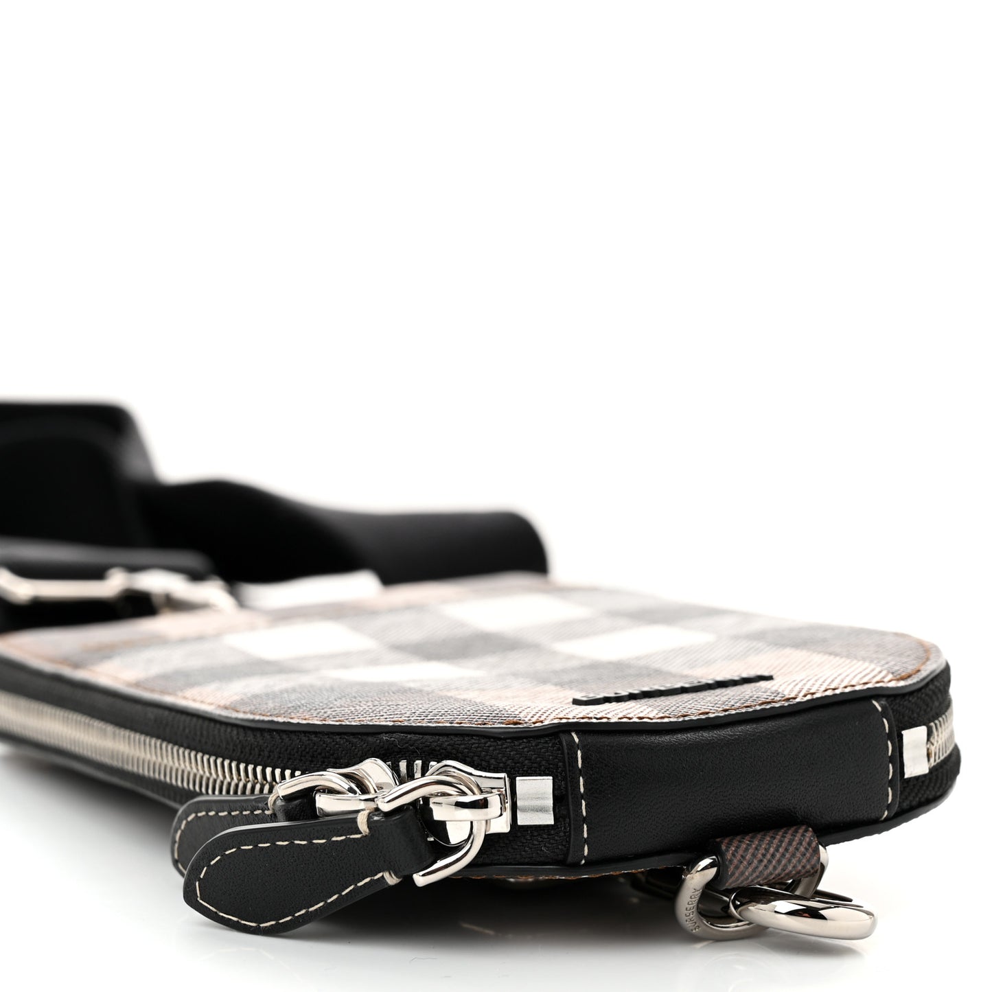 E-Canvas Check Phone Crossbody Bag Dark Birch Brown