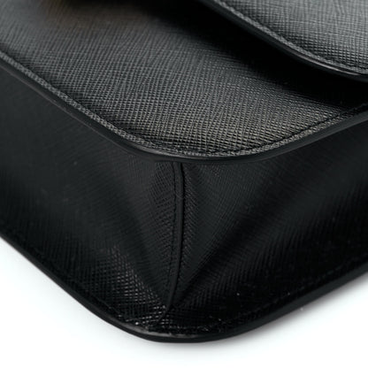 Prada Saffiano Cuir Triangle Embleme Flap Shoulder Bag Black 9 of 12