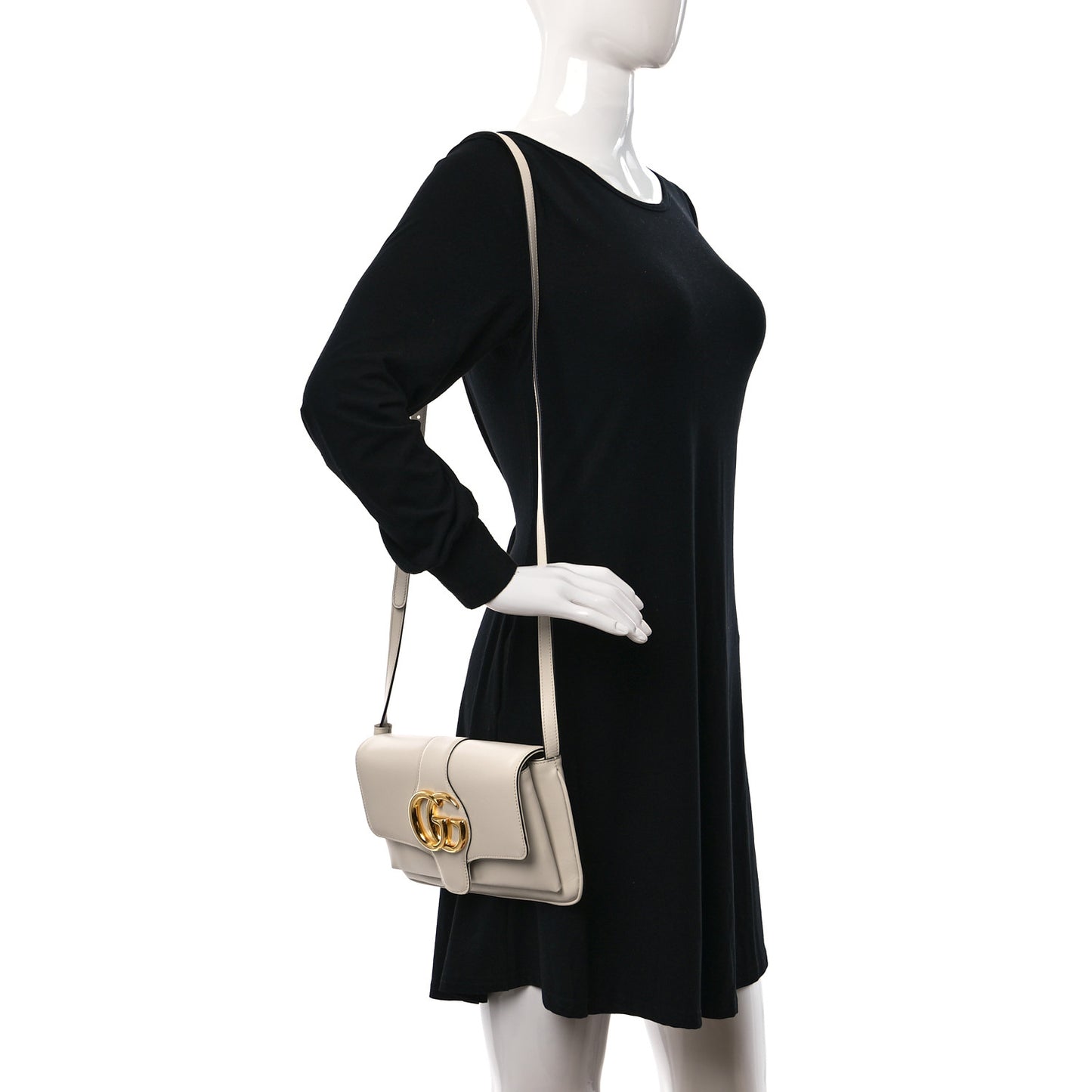Calfskin Small Arli Flap Shoulder Bag Mystic White