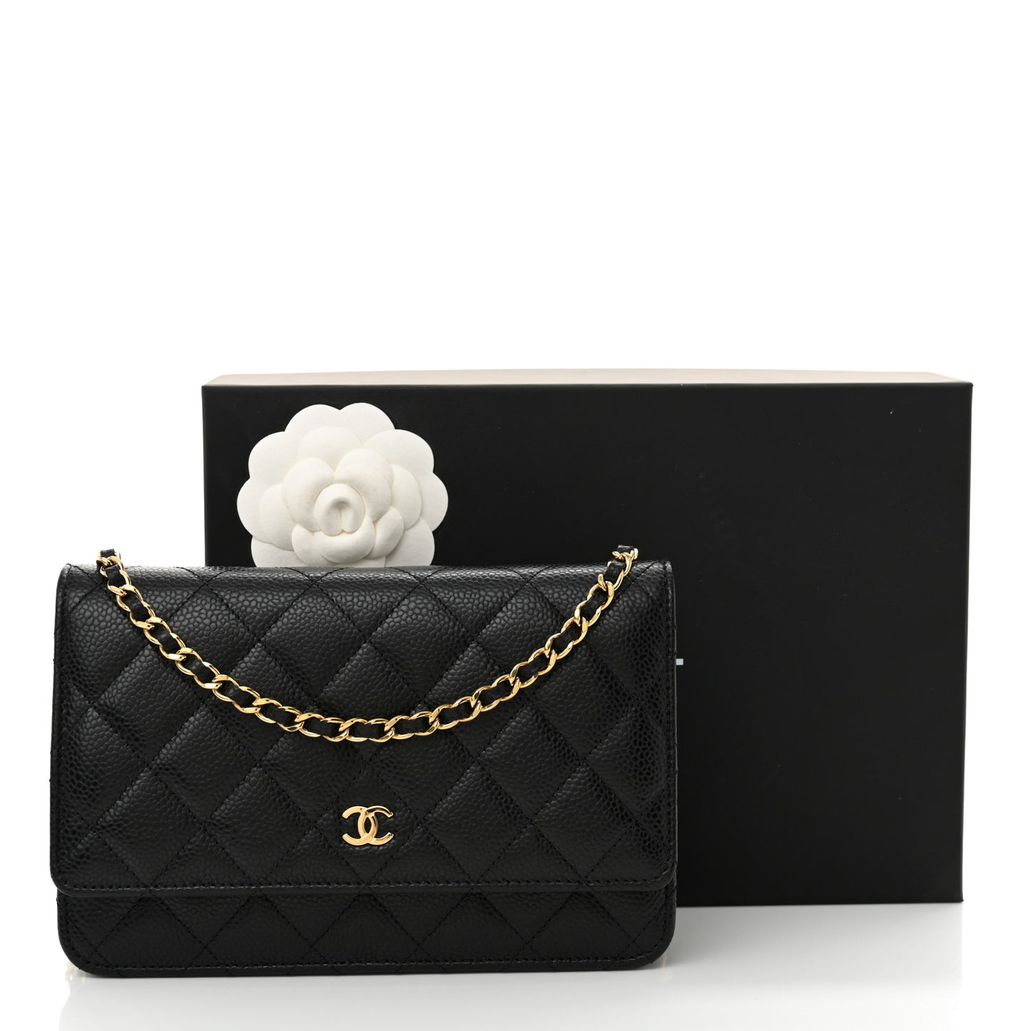 Caviar Quilted Wallet On Chain WOC Black