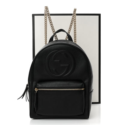 Gucci Pebbled Calfskin Soho Chain Backpack Black 12 of 13