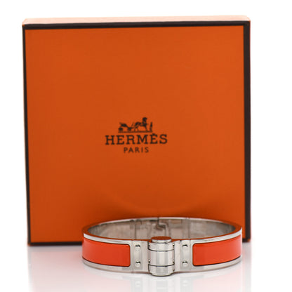 Hermes Enamel Charniere Uni Narrow Hinged Bracelet S Orange Fruite 6 of 6