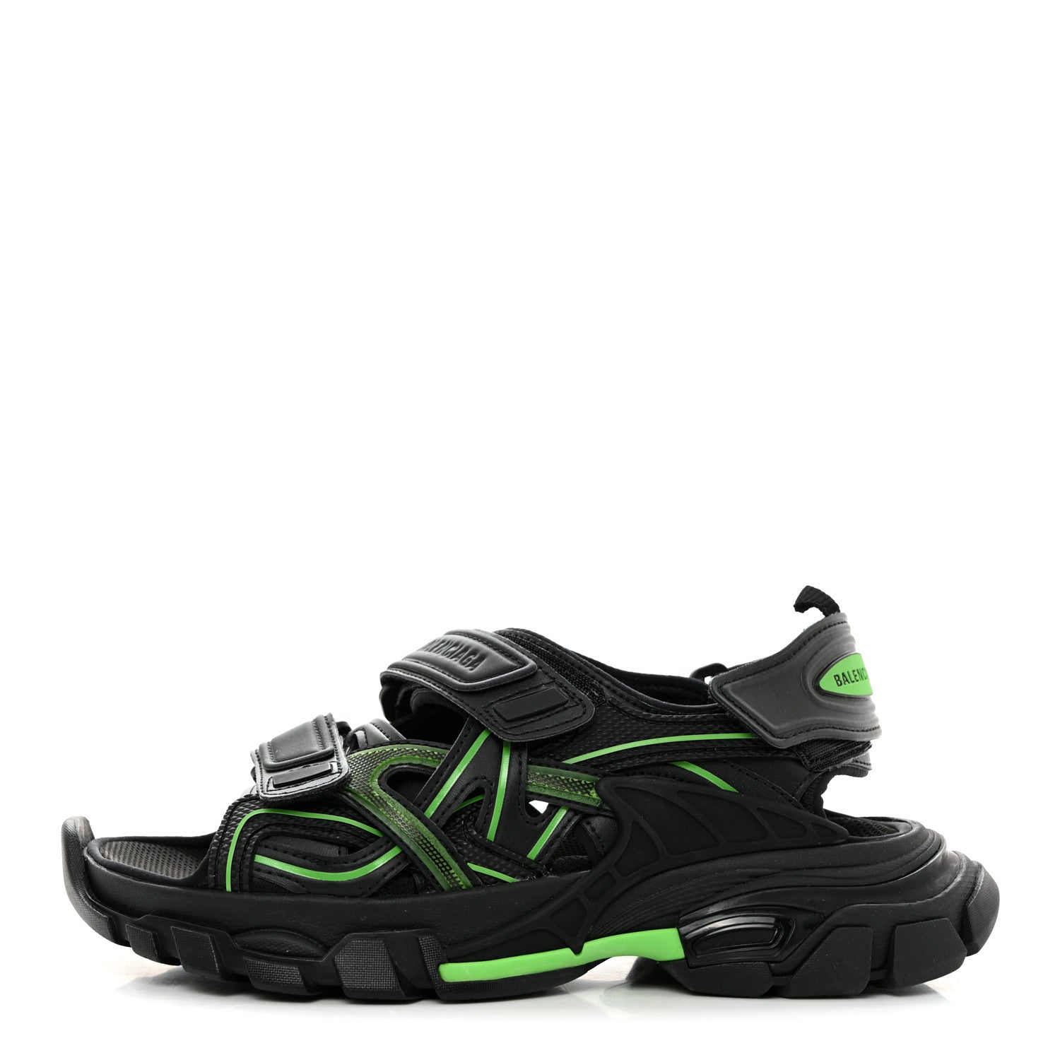 Balenciaga Rubber Neoprene Bi-Color Womens Track Sandals 37 Black Fluo Green 1 of 10