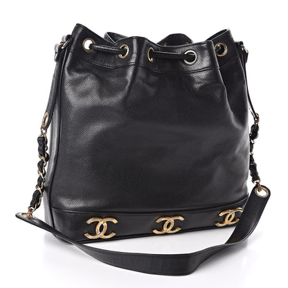 Chanel Caviar CC Drawstring Shoulder Bag Black 3 of 18