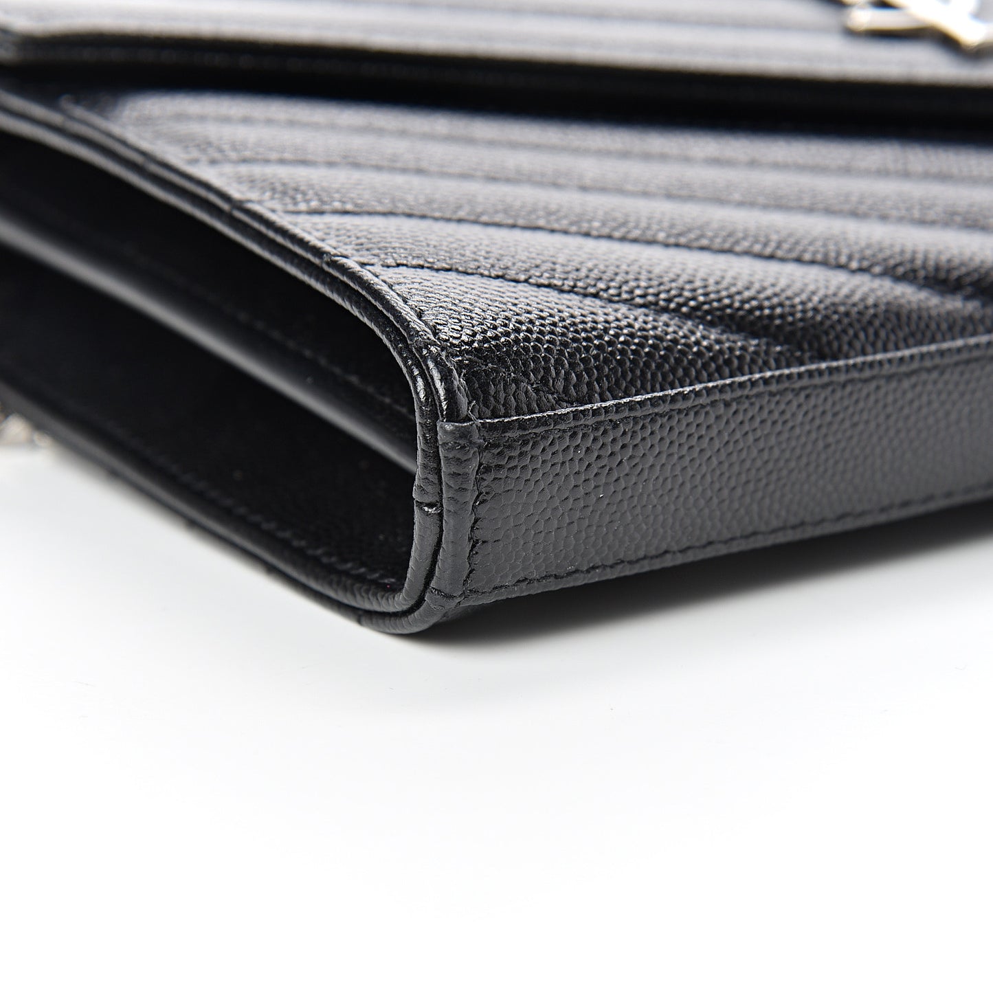 Grain De Poudre Matelasse Chevron Monogram Chain Wallet Black