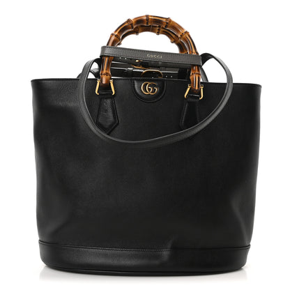 Gucci Calfskin Medium Diana Round Tote Bag Black Grey 1 of 10