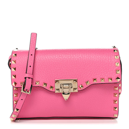 Valentino Garavani Pebbled Calfskin Medium Rockstud Flip Lock Crossbody Bag Feminine Pink 1 of 9