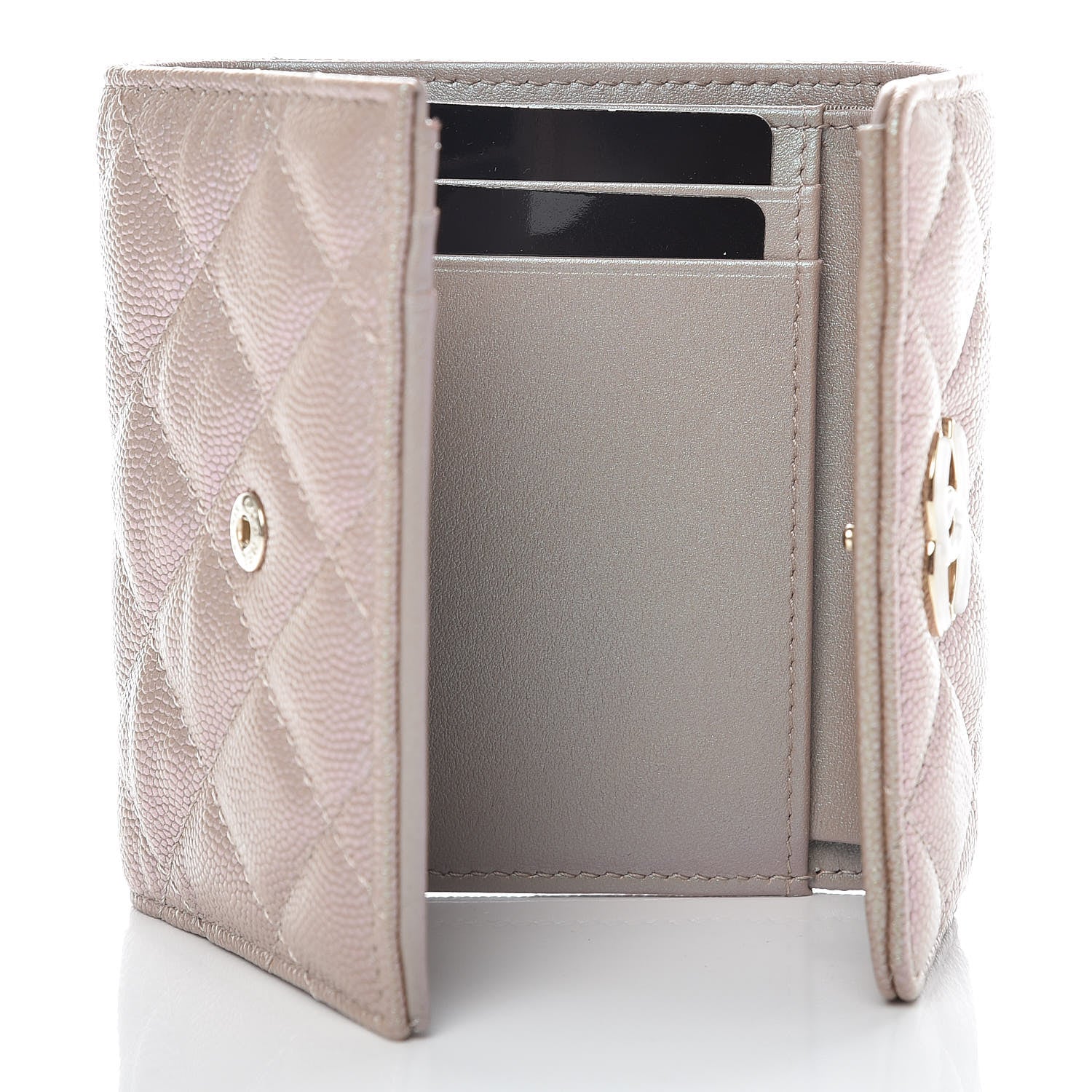 Chanel Iridescent Caviar Quilted Small Flap Wallet Beige 5 of 9