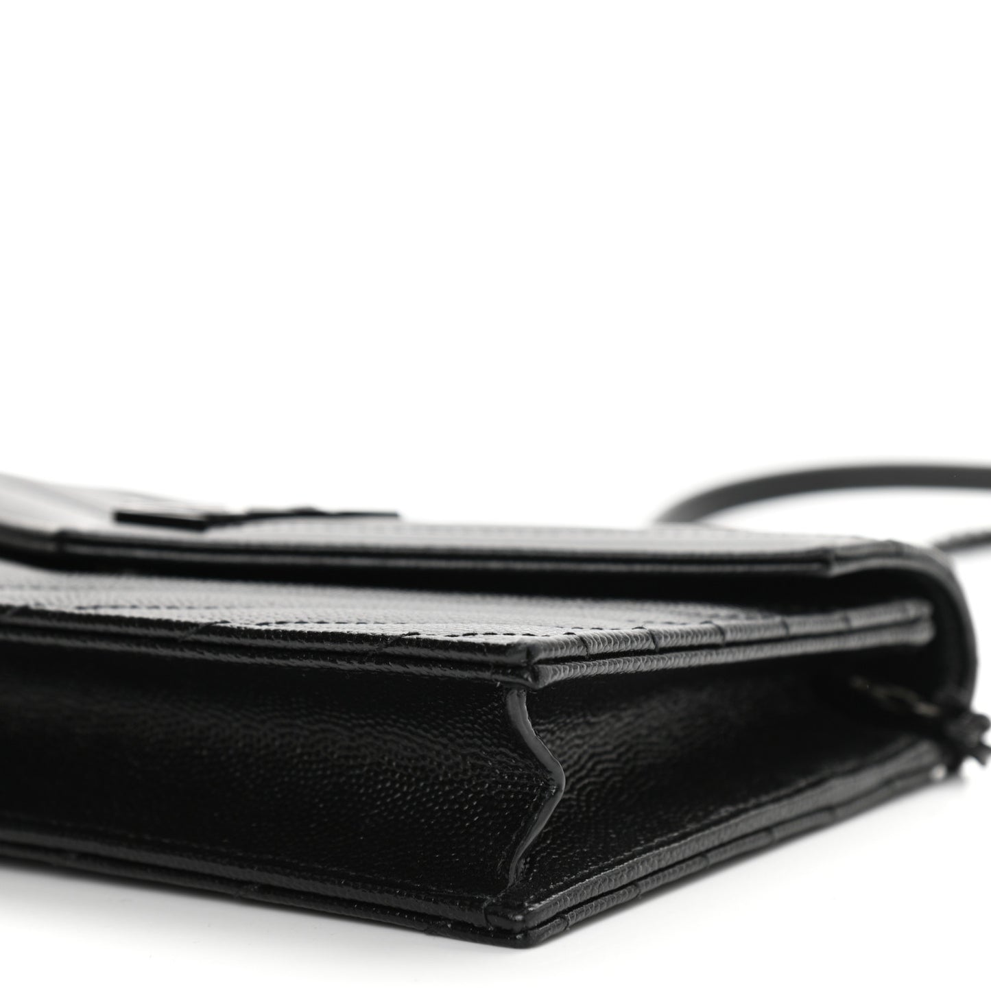 Grain De Poudre Matelasse Chevron Monogram Monochrome Envelope Chain Wallet Black