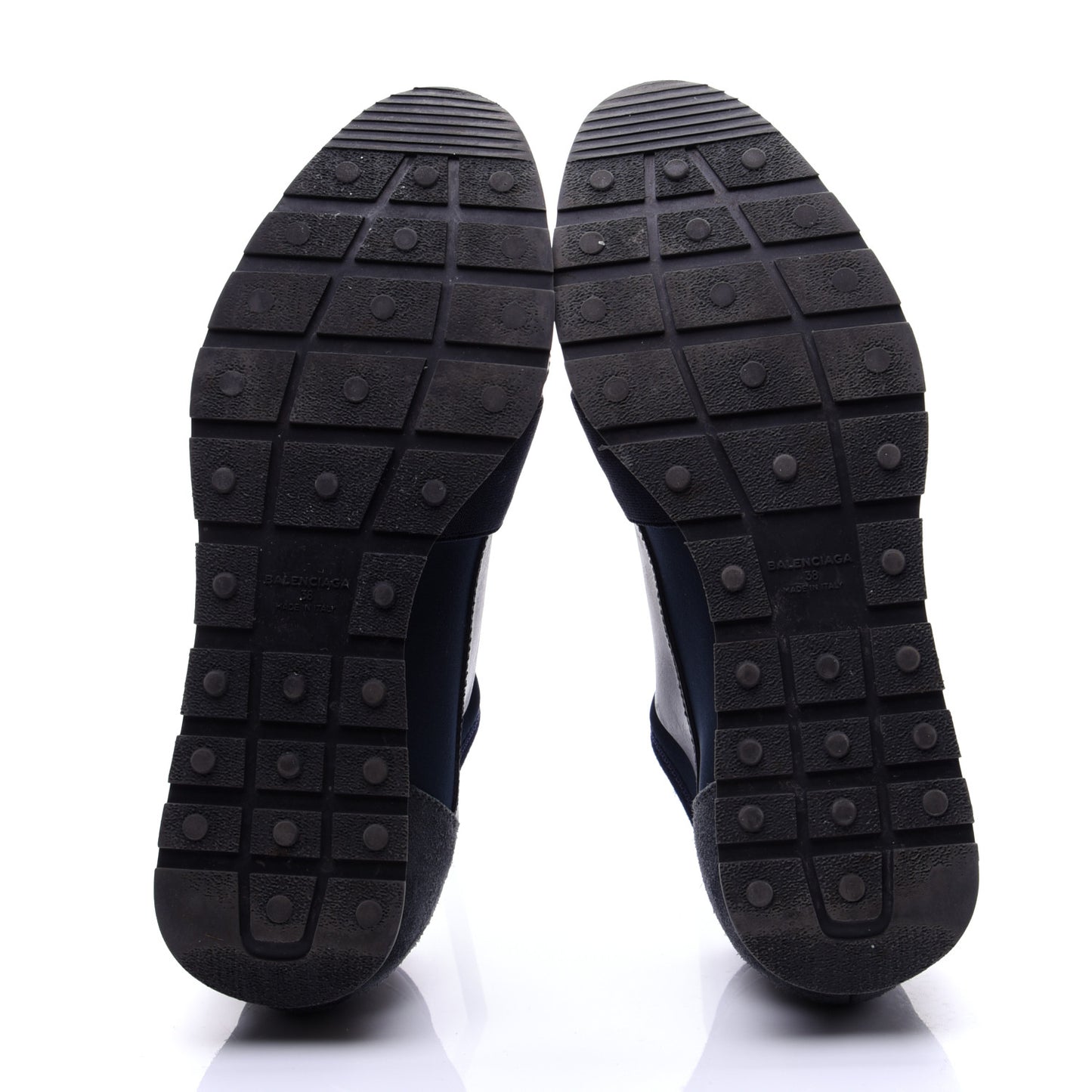 Calfskin Neoprene Mesh Womens Race Runner Sneakers 38 Bleu Nuit