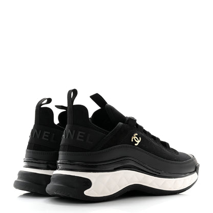 Chanel Velvet Calfskin Mixed Fibers CC Sneakers 38 Black 4 of 13