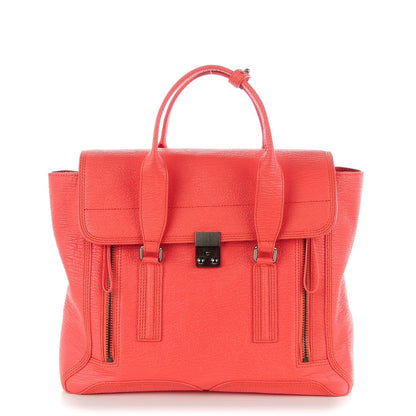 3.1 Phillip Lim 3.1 Textured Calfskin Large Pashli Satchel Coral 1 of 7