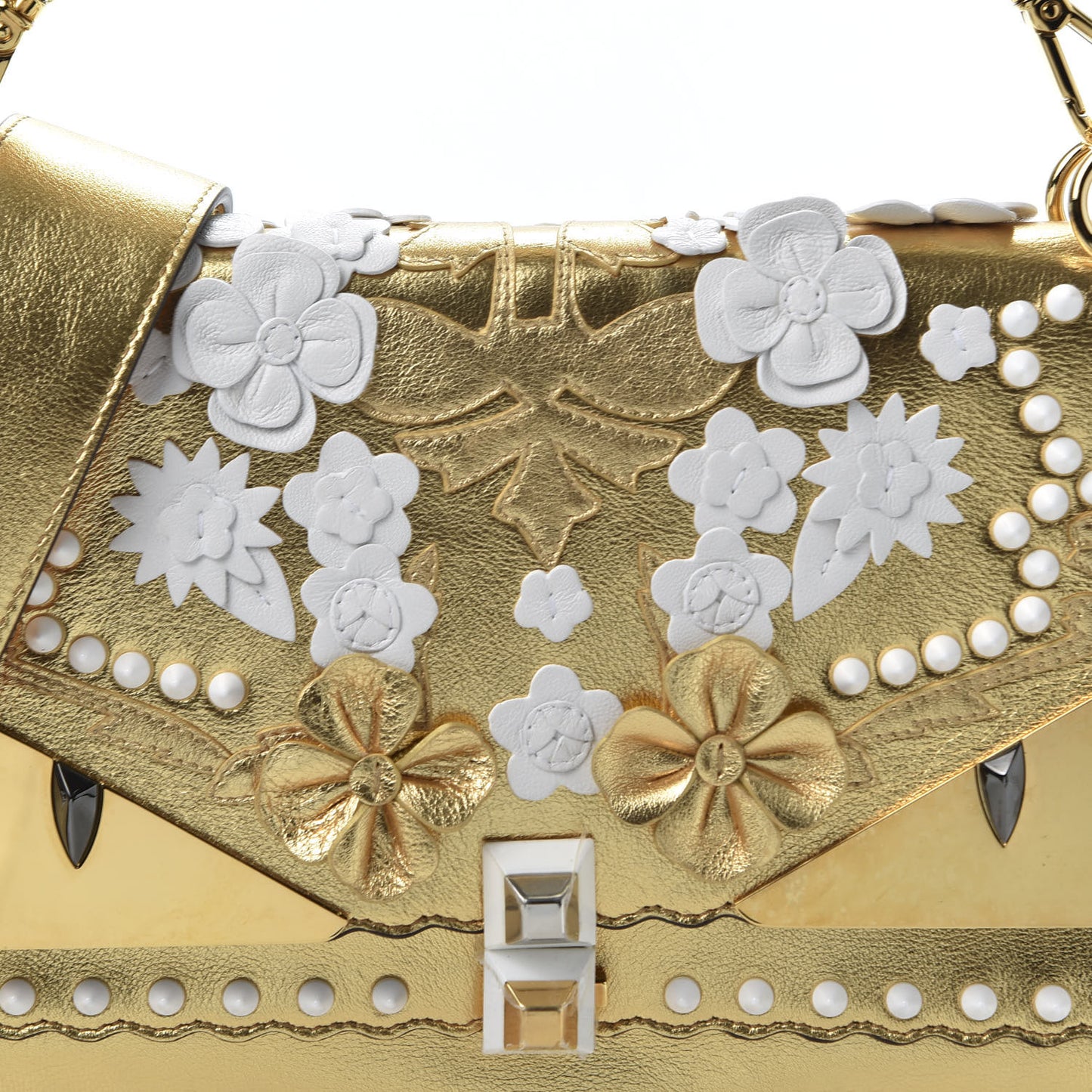 Metallic Calfskin Wonder Monster Kan I Shoulder Bag Gold