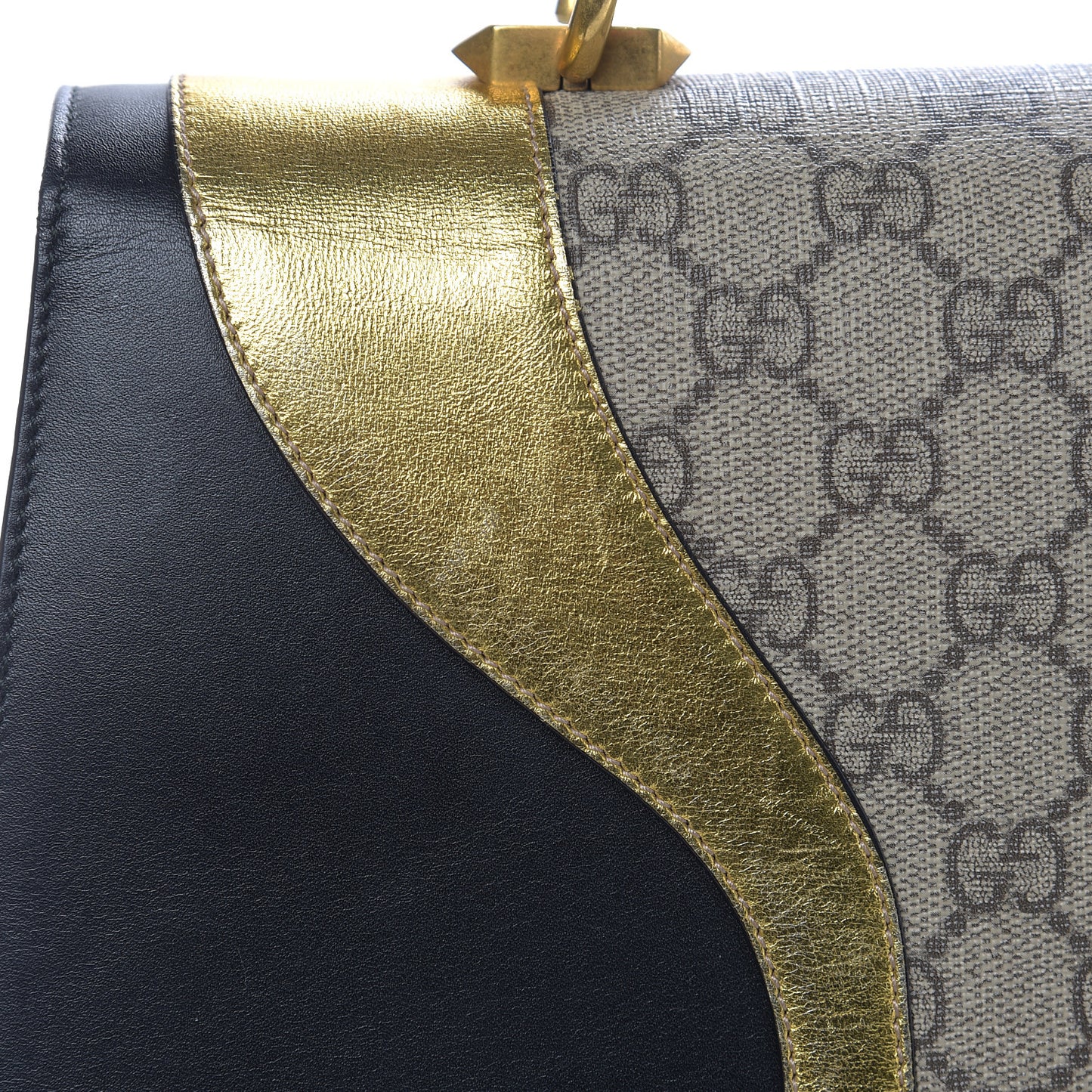 Nappa GG Supreme Monogram Medium Osiride Top Handle Bag Black Oro Vecchio Beige Ebony