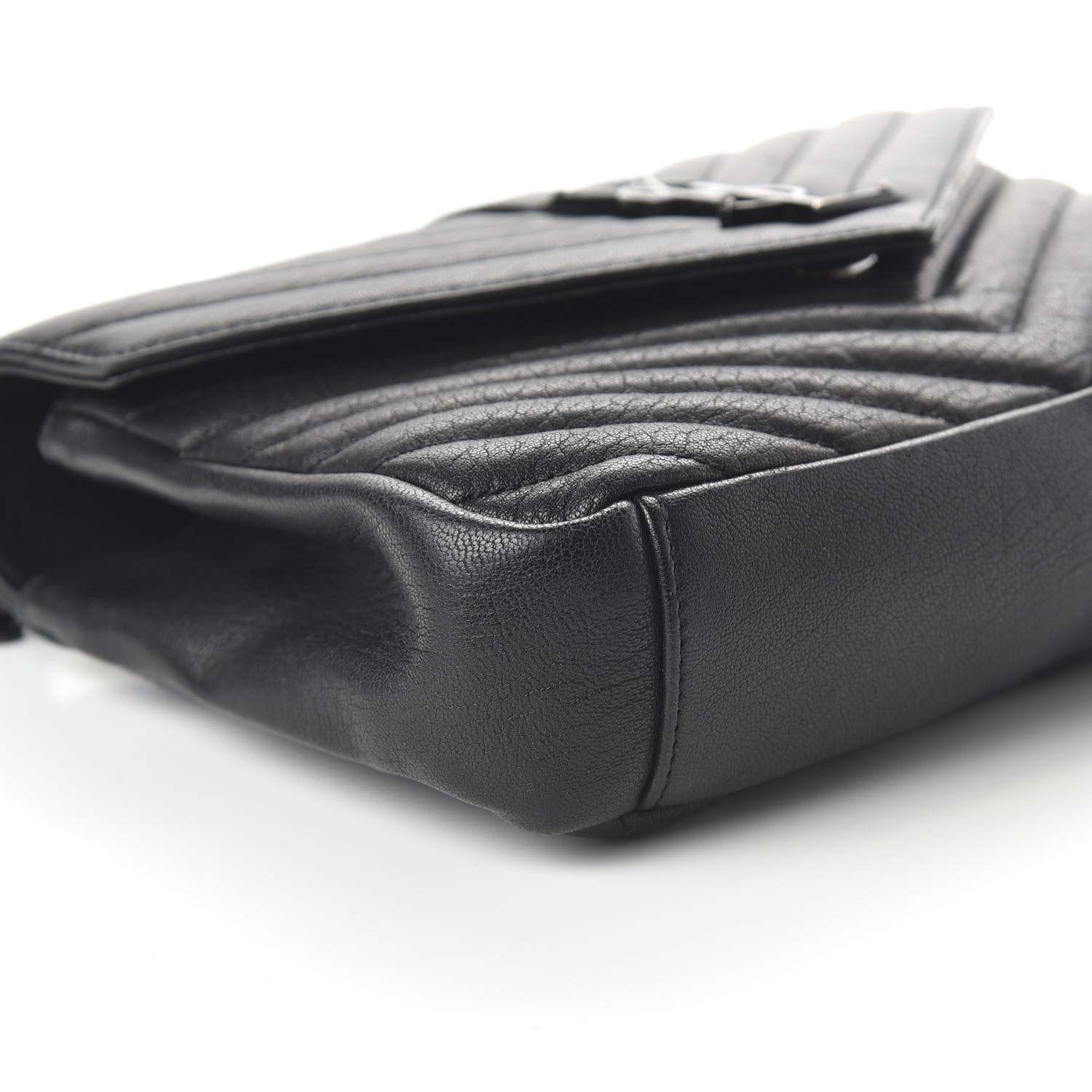 Saint Laurent Sheepskin Matelasse Chevron Monogram Monochrome Medium College Bag Black 6 of 10