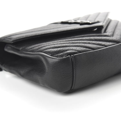 Saint Laurent Sheepskin Matelasse Chevron Monogram Monochrome Medium College Bag Black 6 of 10