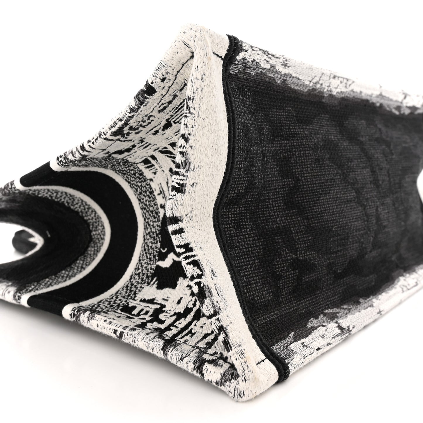 Canvas Embroidered Medium New York Book Tote Black White